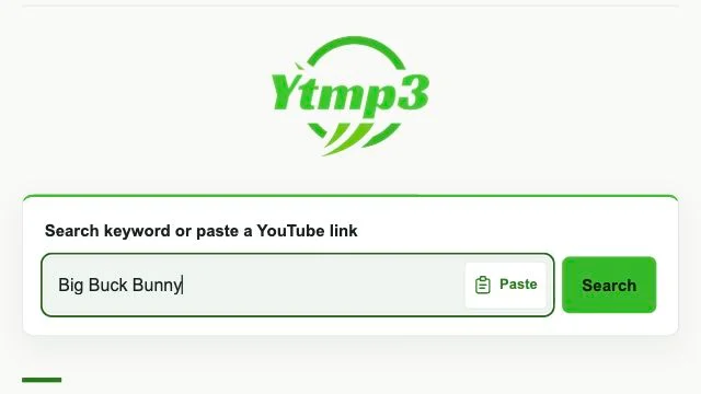 Anahtar kelime veya YouTube bağlantısı için Ytmp3 arama alanı
